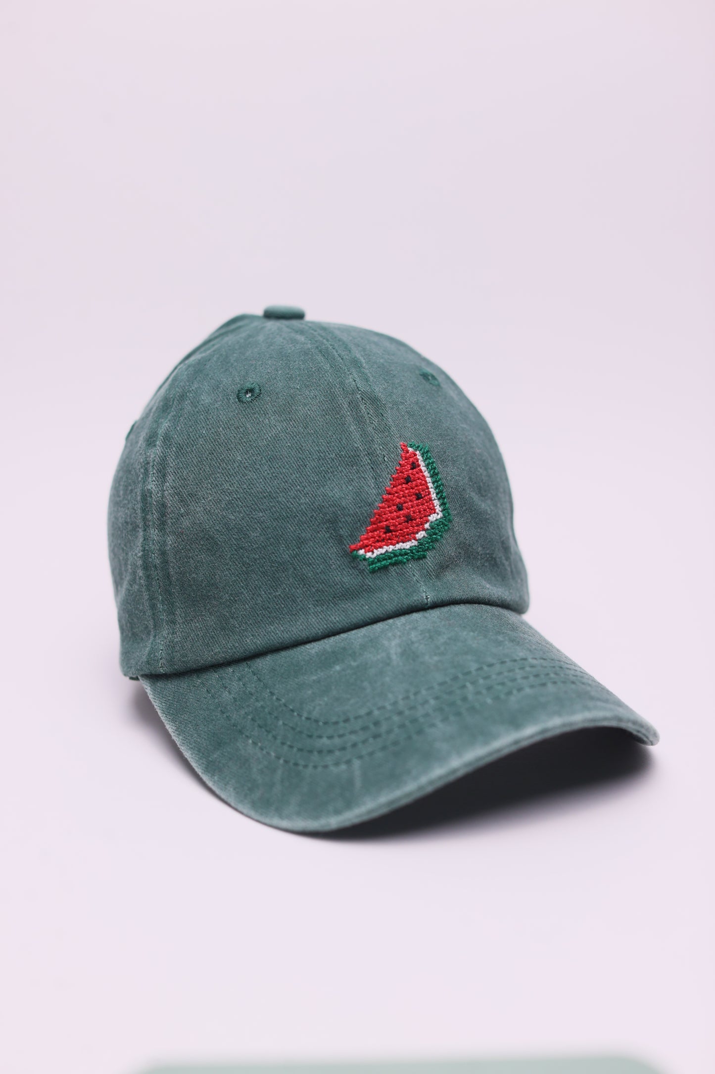 Green Watermelon hand-embroidered cap