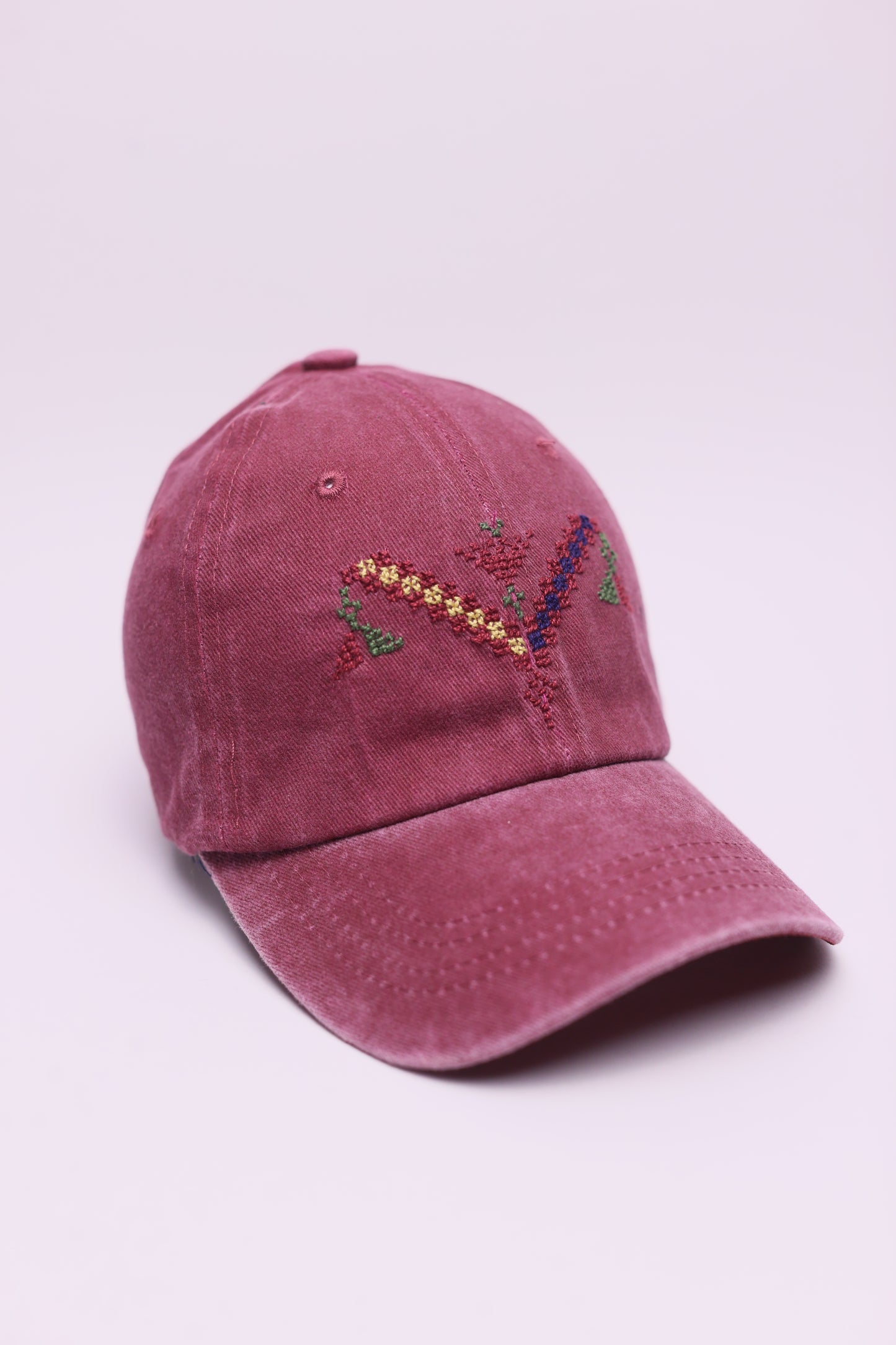 Balance burgundy hand embroidered cap