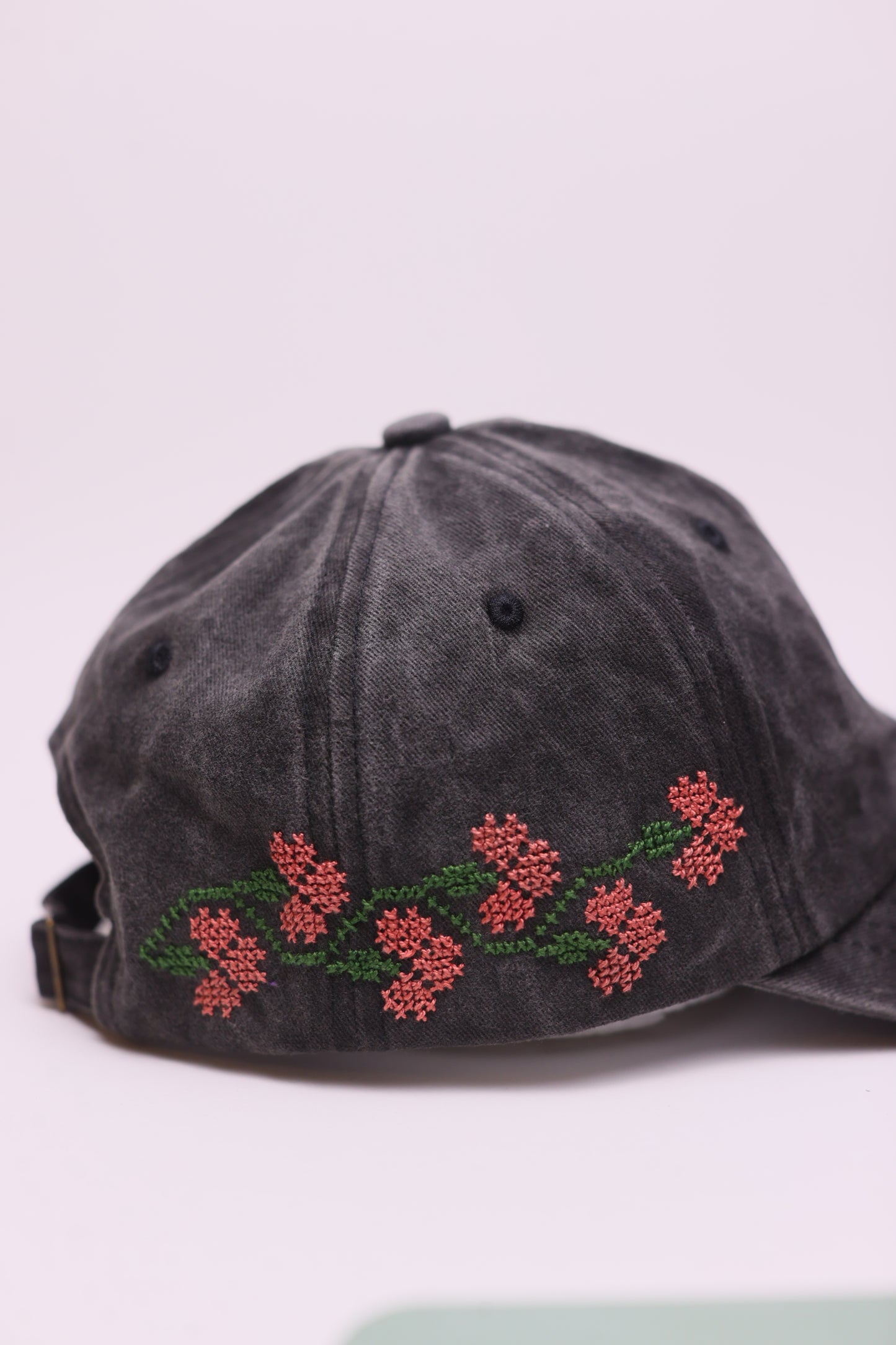Rose hand embroidered cap
