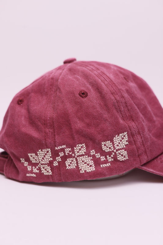 Side leaves hand embroidered cap