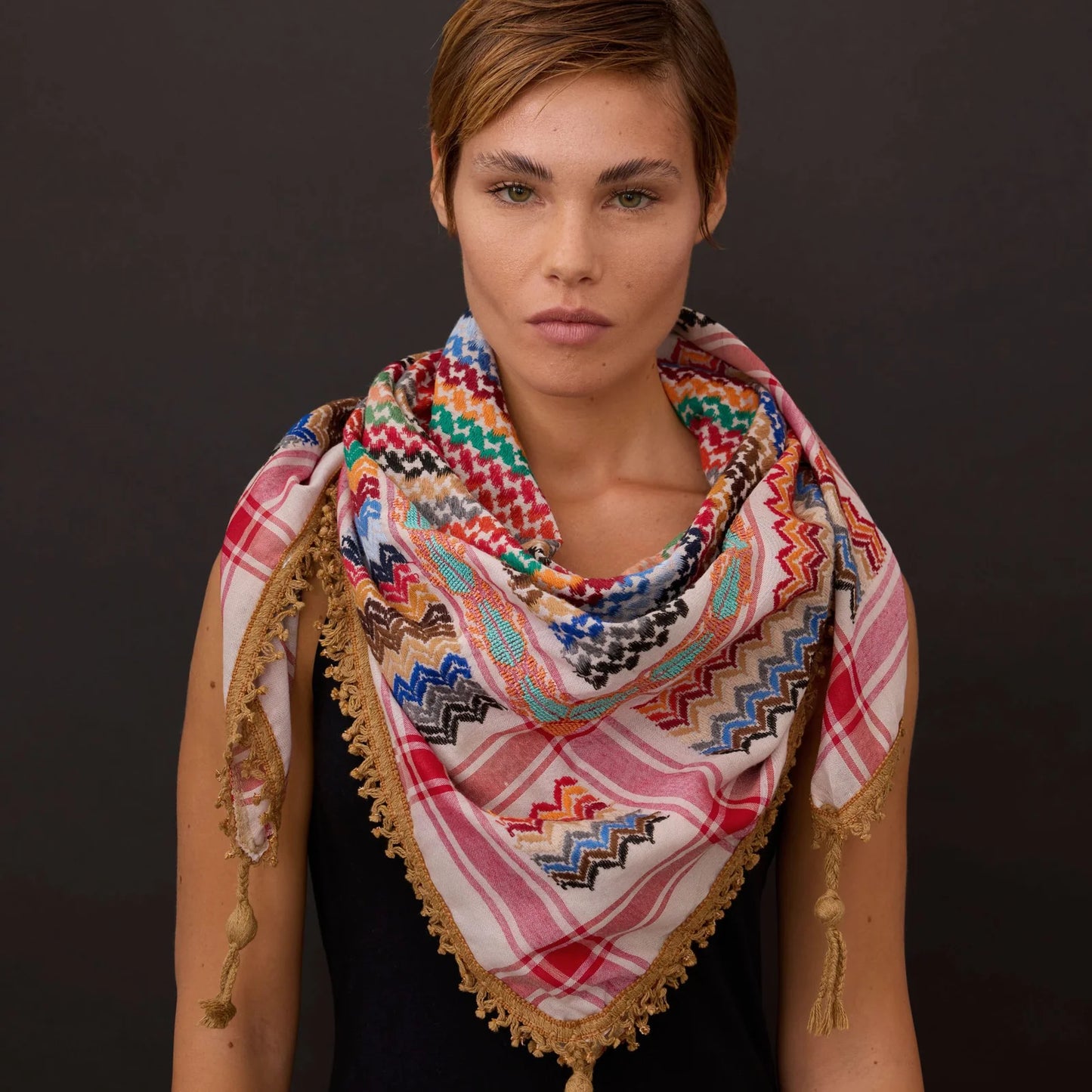 SEP MULTICOLOR KEFFIYEH- BEIGE
