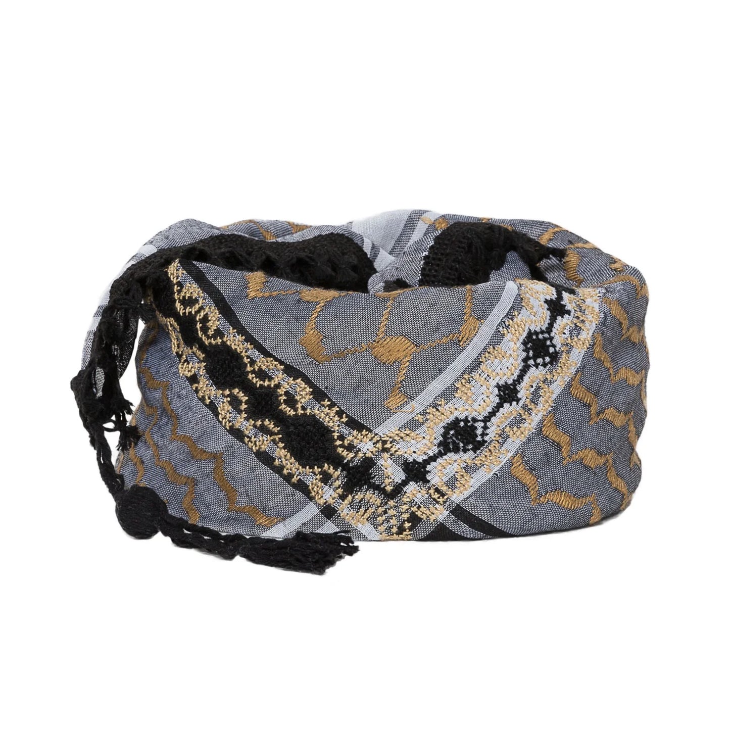 SEP 4 SHADES ON GRAY KEFFIYEH- GOLD