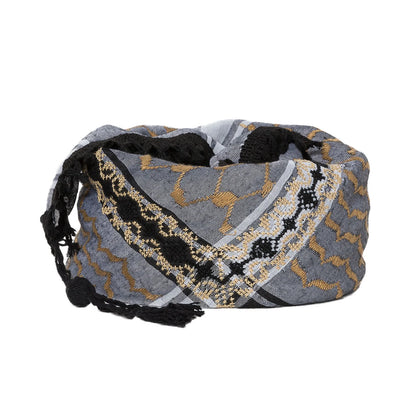 SEP 4 SHADES ON GRAY KEFFIYEH- GOLD