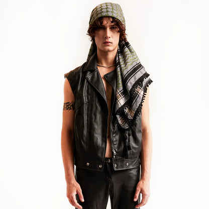 SEP 4 SHADES ON GRAY KEFFIYEH -GREEN