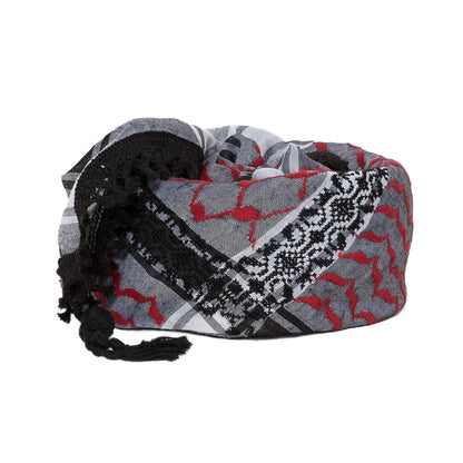 SEP 4 SHADES ON GRAY KEFFIYEH- RED