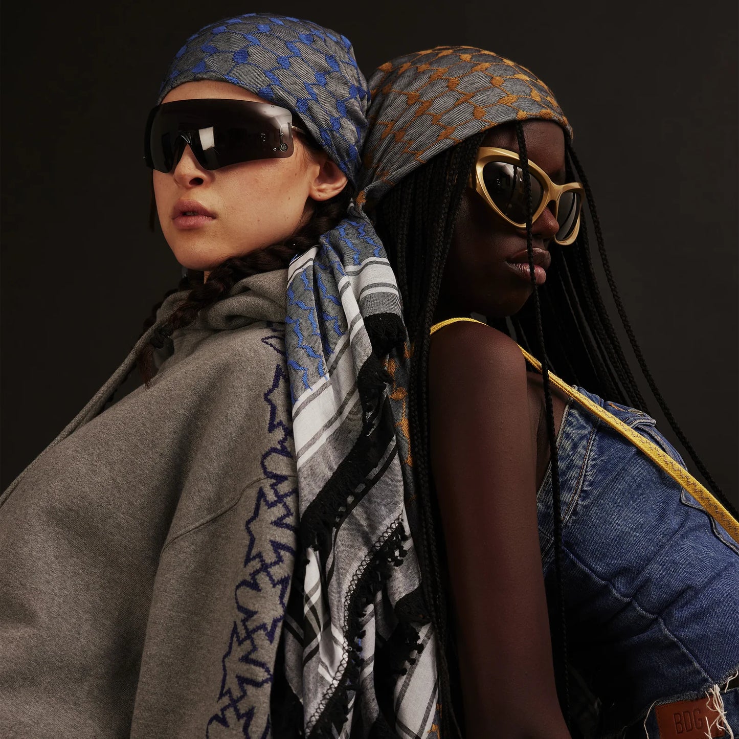 SEP 4 SHADES ON GRAY KEFFIYEH- BLUE