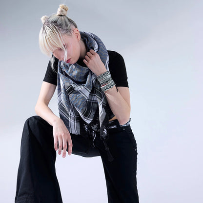 SEP 4 SHADES ON GRAY KEFFIYEH- BLUE