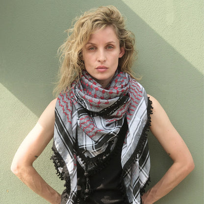 SEP 4 SHADES ON GRAY KEFFIYEH- RED