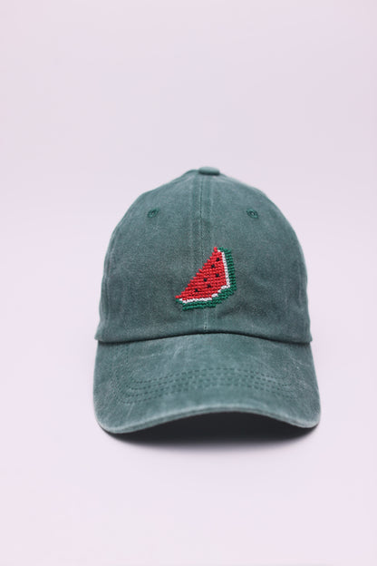 Green Watermelon hand-embroidered  cap