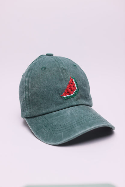 Green Watermelon hand-embroidered  cap
