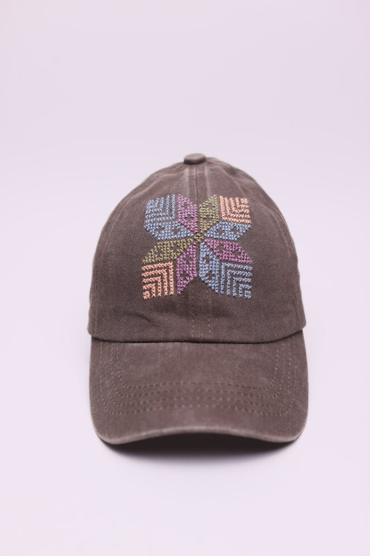 Pastel star hand-embroidered cap