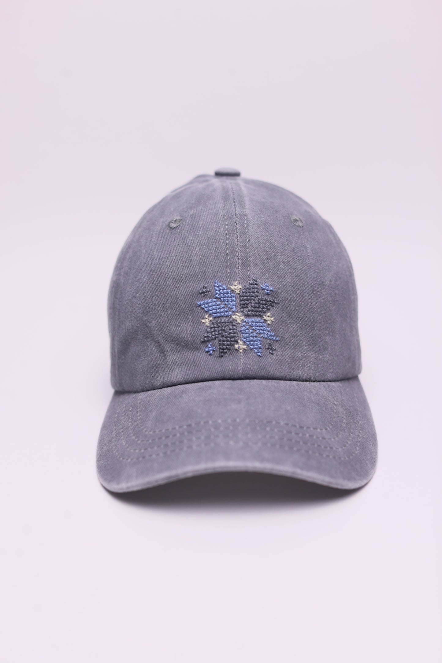 Light Grey star hand-embroidered cap