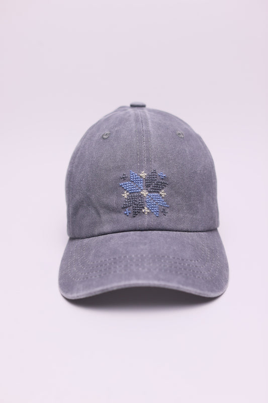 Light Grey star hand-embroidered cap