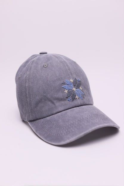 Light Grey star hand-embroidered cap