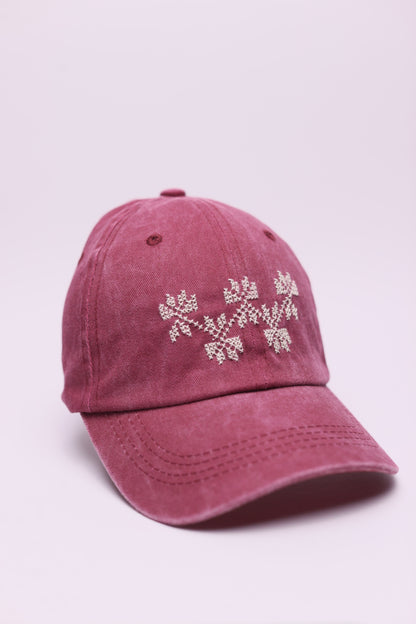 Burgundy hand embroidered cap