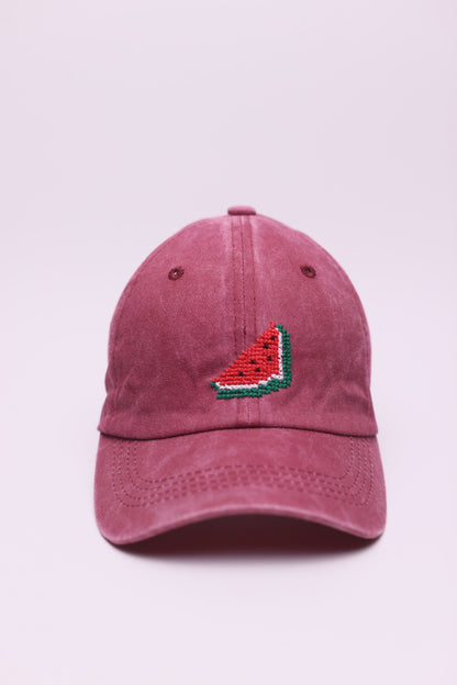 Watermelon hand-embroidered cap