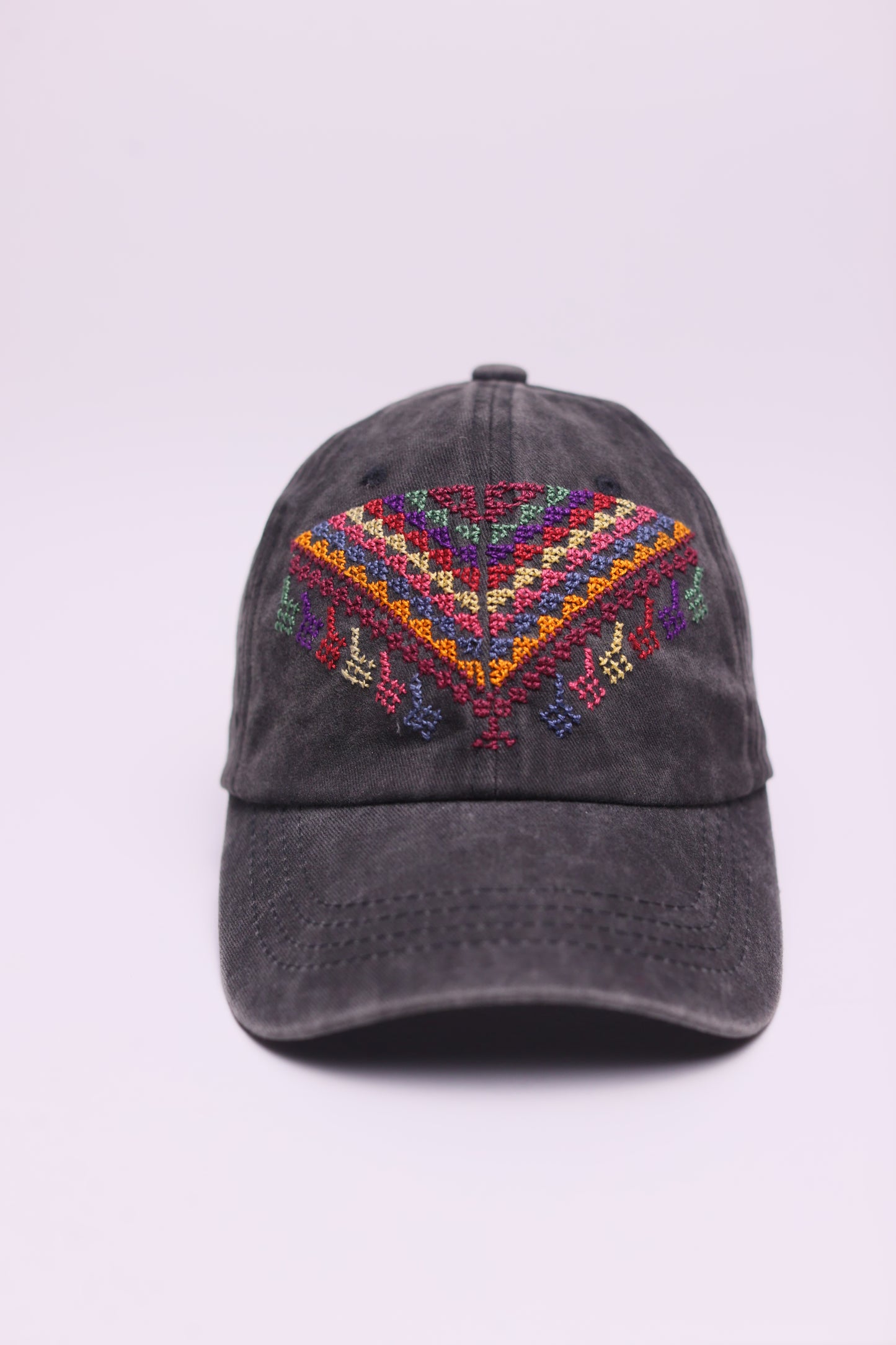 Muticolor triangle hand embroidered cap