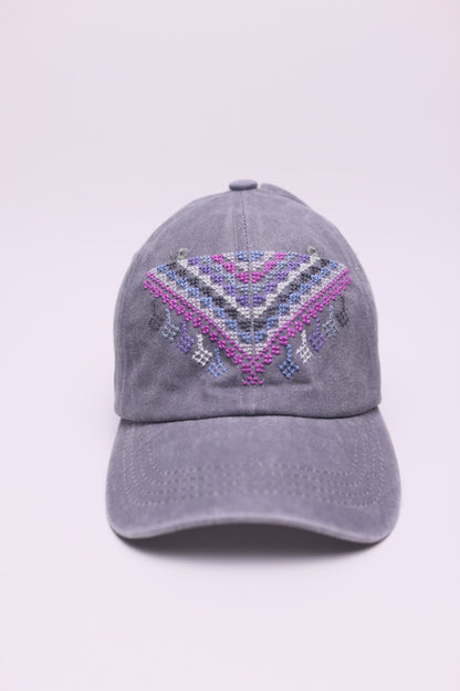 Light Multicolor triangle hand embroidered cap