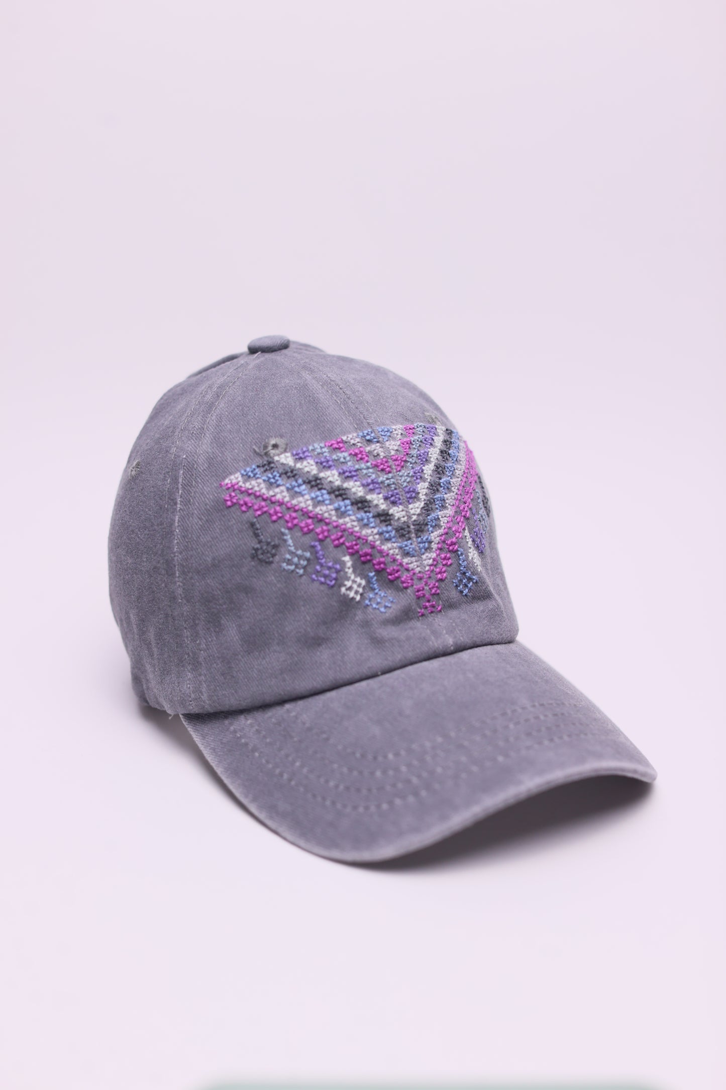 Light Multicolor triangle hand embroidered cap
