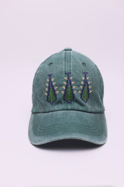Green 3 saru hand embroidered cap