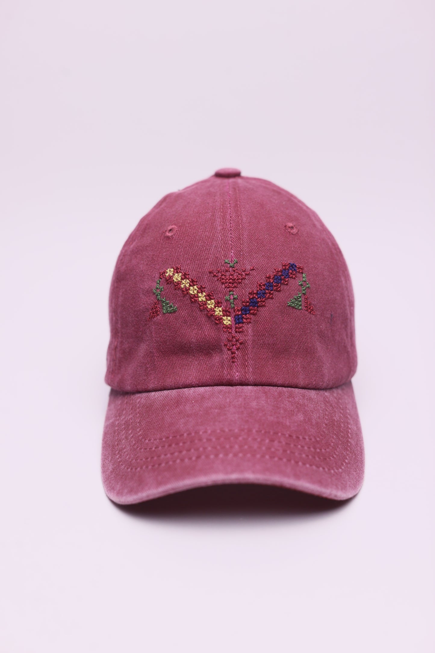 Balance burgundy hand embroidered cap