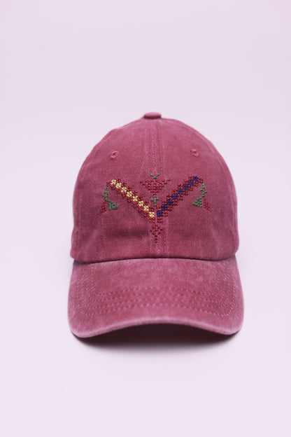 Balance burgundy hand embroidered cap