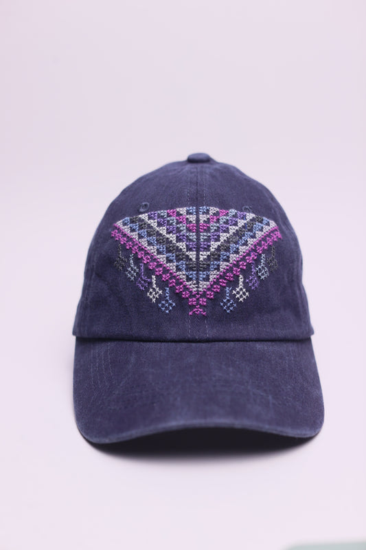 Multicolor triangle hand embroidered cap