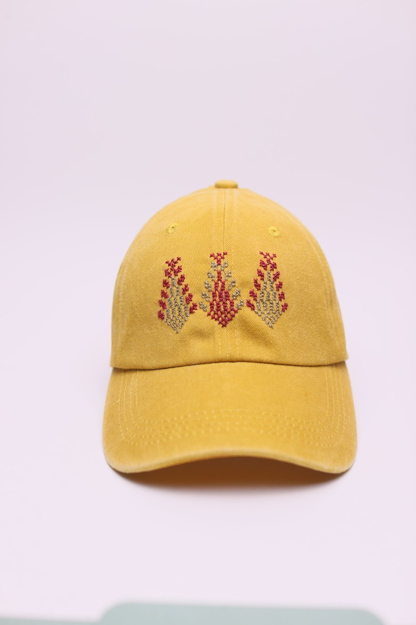 3 Saru yellow hand embroidered cap