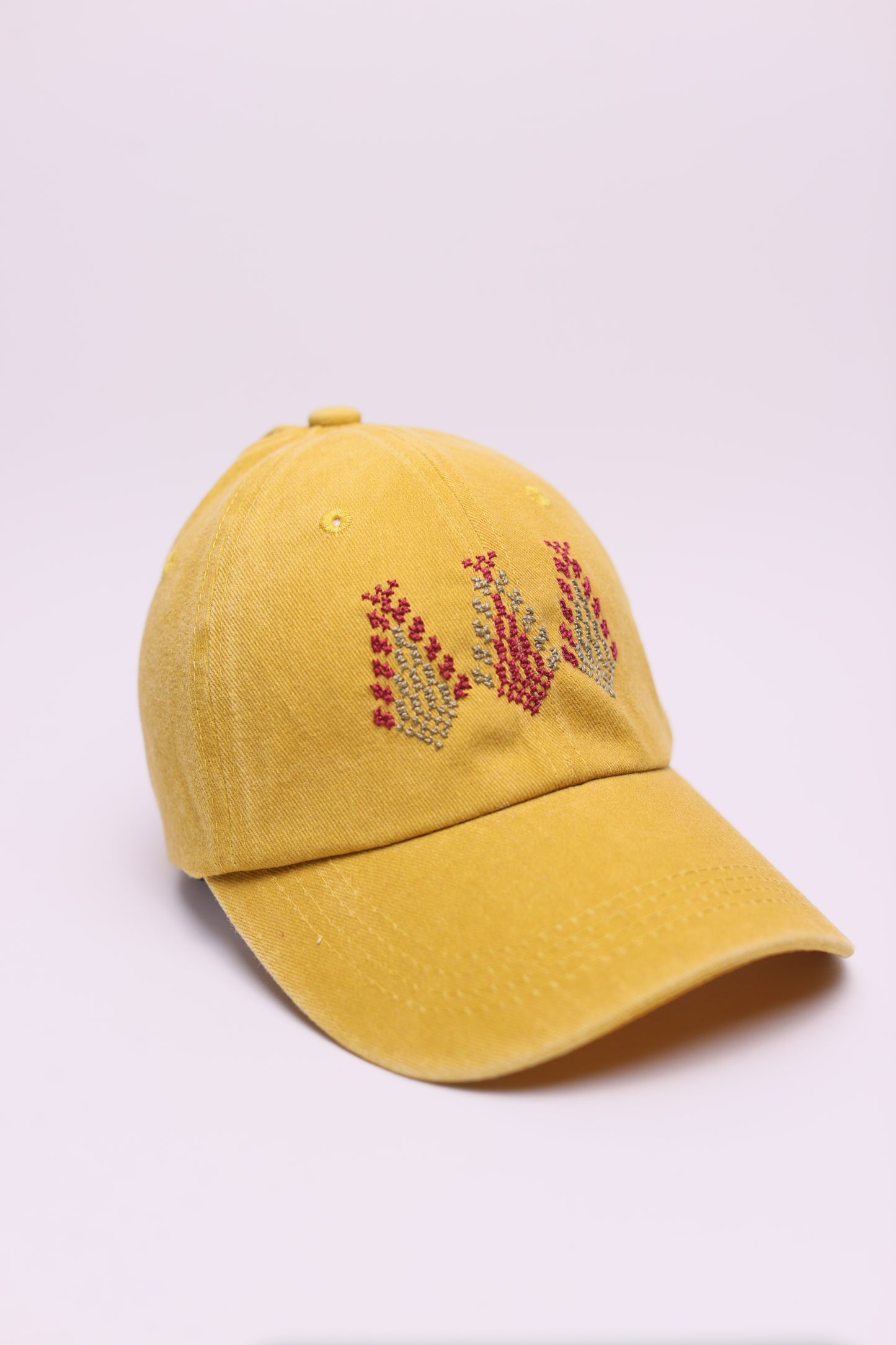 3 Saru yellow hand embroidered cap