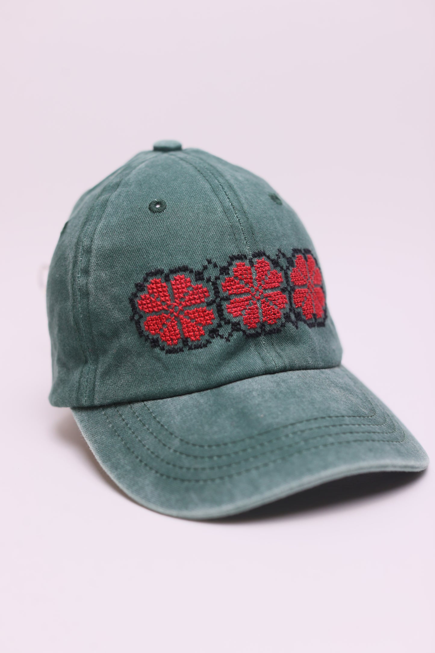 Red poppy hand embroidered cap