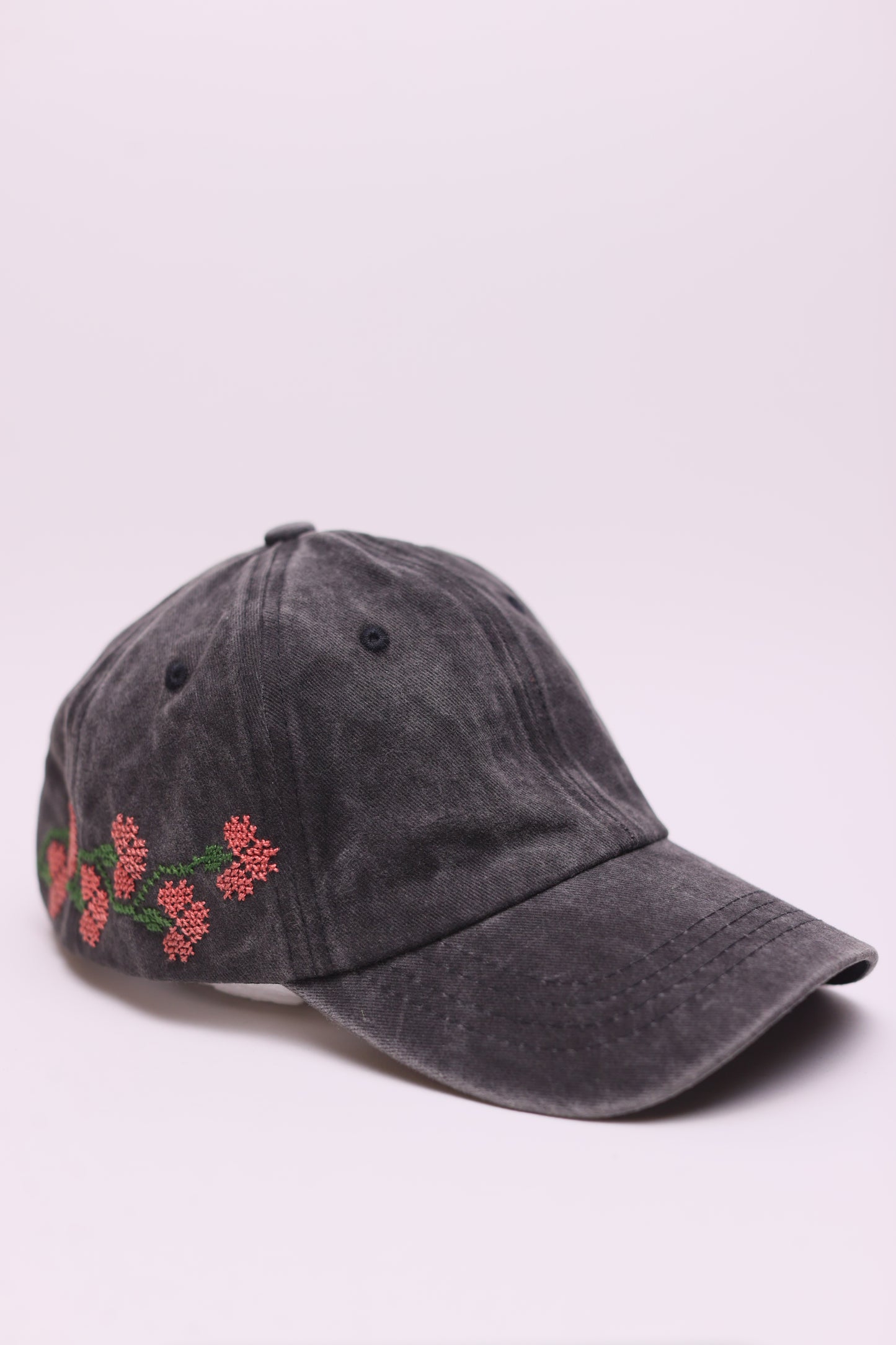 Rose hand embroidered cap