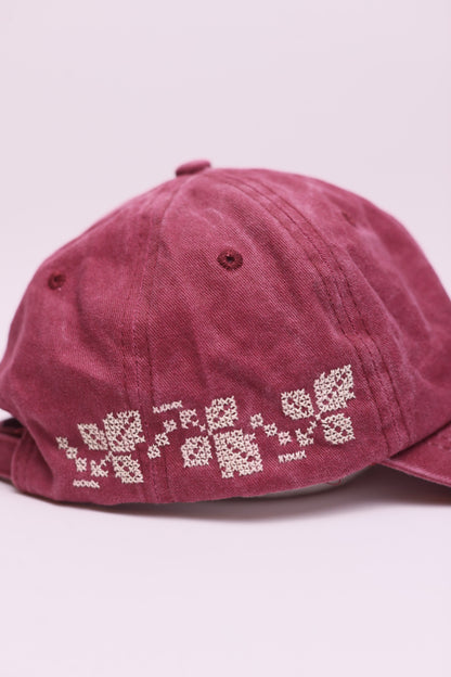 Side leaves hand embroidered cap