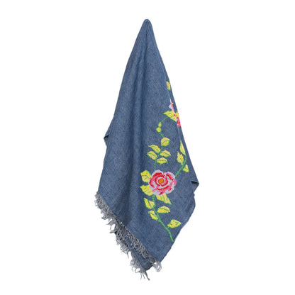 SEP BLUE LINEN SHAWL HANA ROSE