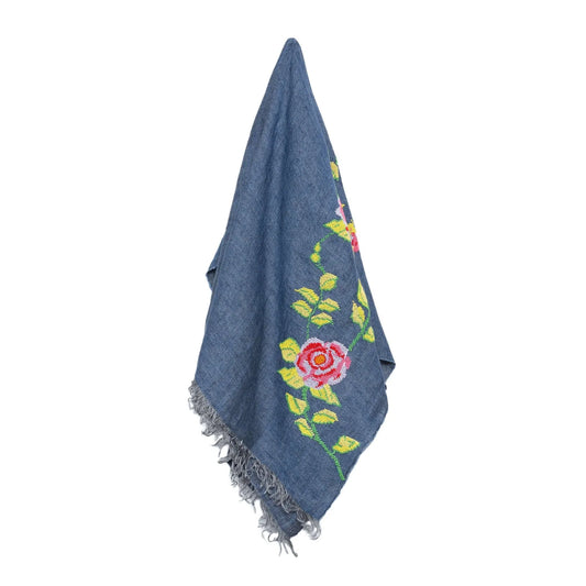 SEP BLUE LINEN SHAWL HANA ROSE
