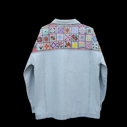 Halimeh patch embroidery denim jacket