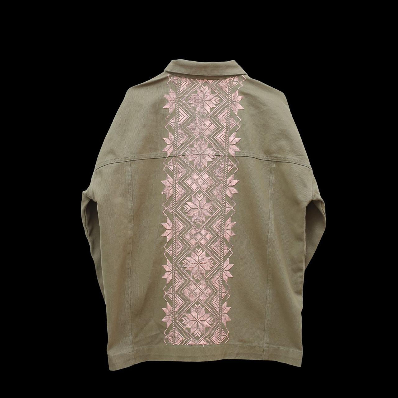 Halimeh Olive hand embroidered jacket