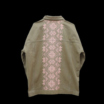 Halimeh Olive hand embroidered jacket
