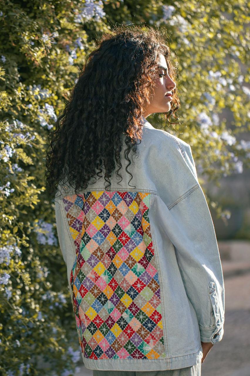 Halimeh multicolored hand embroidered jacket