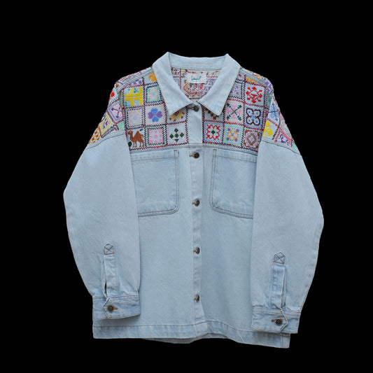 Halimeh patch embroidery denim jacket