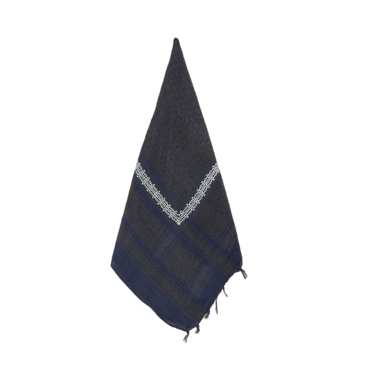 SEP MARY COTTON KEFFIYEH- GRAPHITE & DARK BLUE