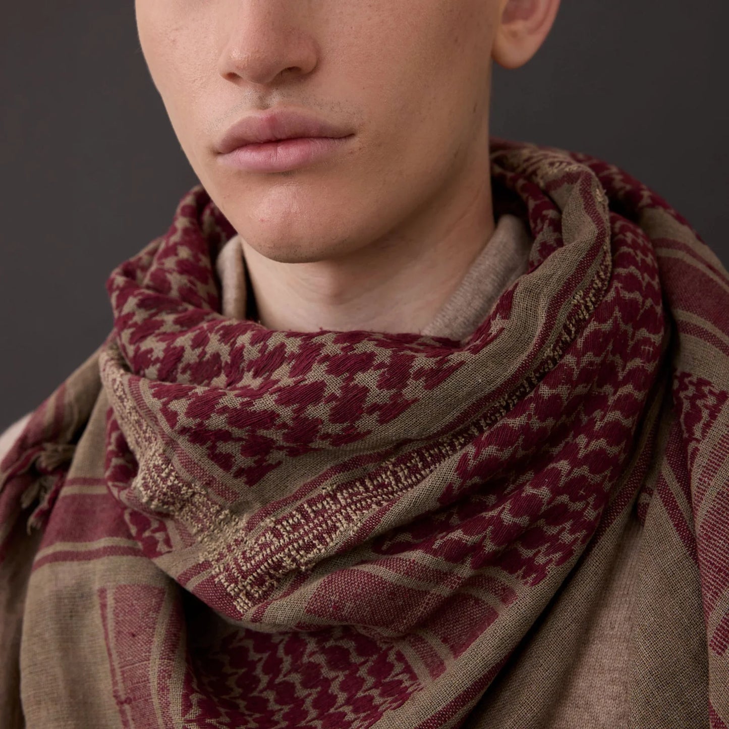 SEP MARY COTTON KEFFIYEH- BURGUNDY
