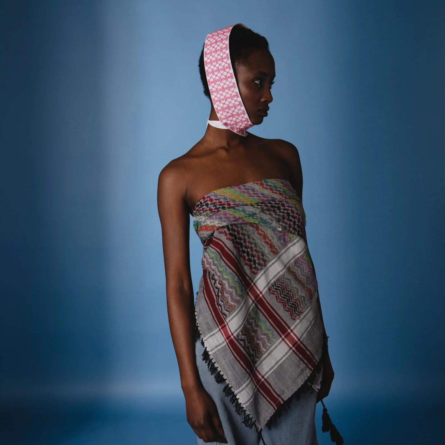 SEP MULTICOLOR COTTON KEFFIYEH- GREY