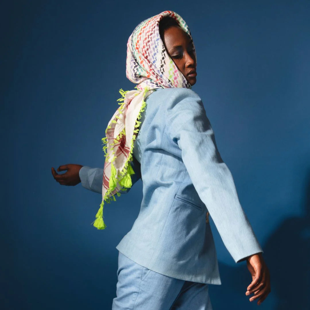 SEP MULTICOLOR COTTON KEFFIYEH- WHITE