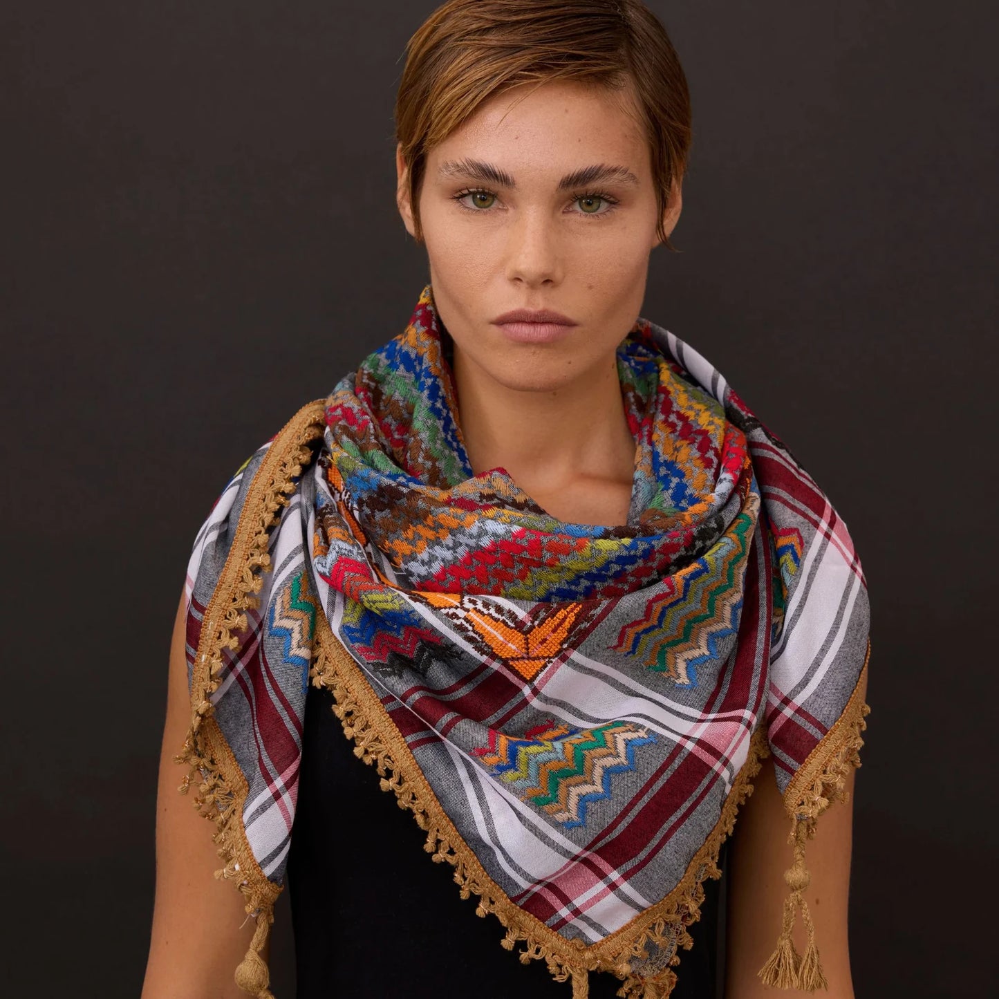 SEP MULTICOLOR KEFFIYEH- GREY