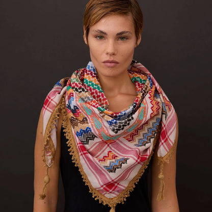 SEP MULTICOLOR KEFFIYEH- BEIGE