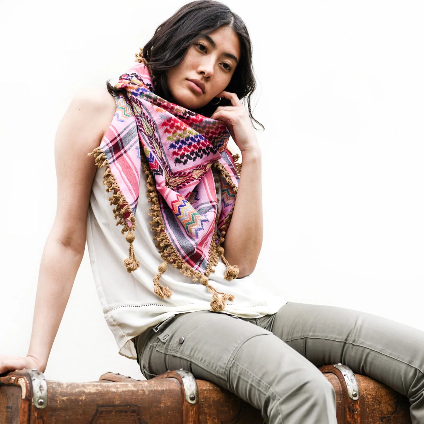 SEP MULTICOLOR KEFFIYEH- PINK